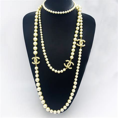 chanel vintage diamond shaped charm long necklace|chanel pearl long strand necklaces.